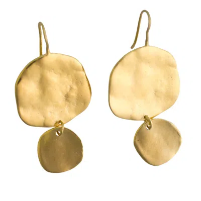 KAREN HALLAM WOMEN'S IBIZA DOUBLE DISC EARRINGS GOLD PLATED