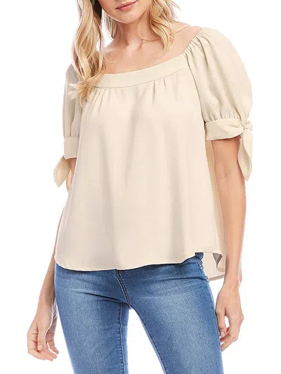 KAREN KANE WOMENS GATHERED SQUARE NECK BLOUSE