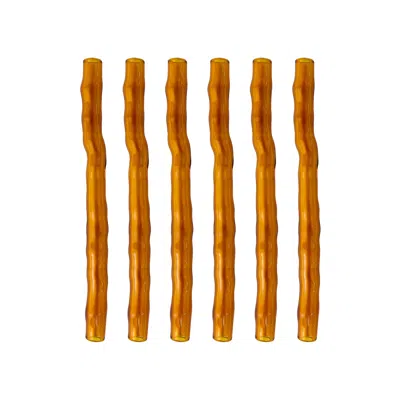 KAREN KRIEGEL BROWN / GOLD / YELLOW WAVY COCKTAIL DRINKING STRAW