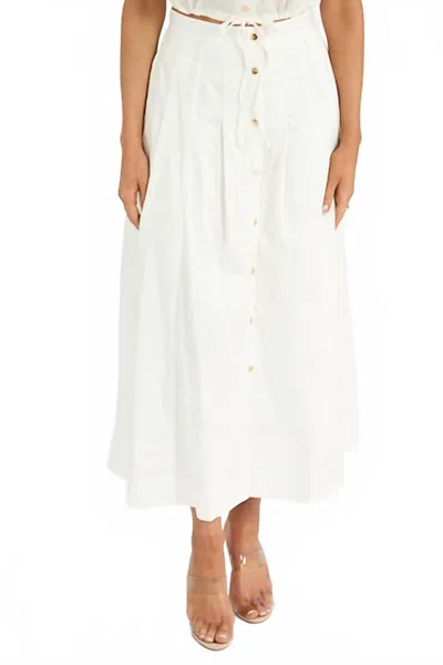 KARINA GRIMALDI EDEN SOLID BUTTON DOWN SKIRT IN WHITE