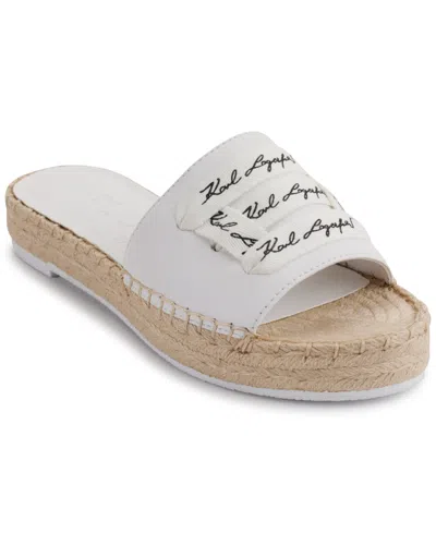 KARL LAGERFELD CHERIE LOGO SLIP-ON ESPADRILLE PLATFORM SLIDE SANDALS