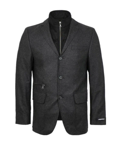 KARL LAGERFELD DARK GRAY SINGLE-BREASTED SUIT COAT