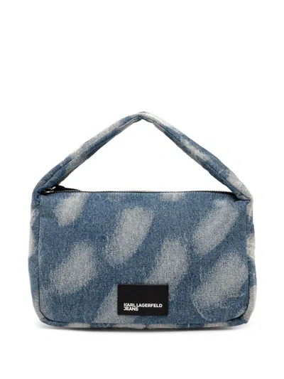 KARL LAGERFELD JEANS BLEACHED DENIM TOTE BAG