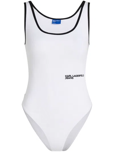 KARL LAGERFELD JEANS LOGO-EMBROIDERED BODYSUIT