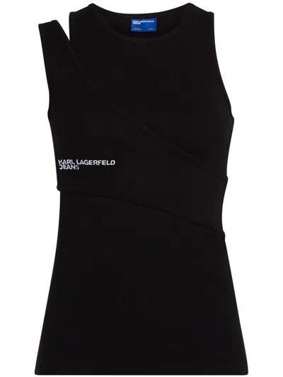 KARL LAGERFELD JEANS LOGO-EMBROIDERY TANK TOP
