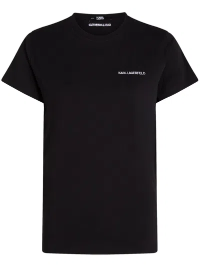 KARL LAGERFELD LOGO-EMBROIDERED ORGANIC-COTTON T-SHIRT