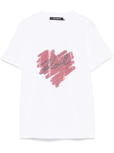 KARL LAGERFELD LOGO-HEART T-SHIRT