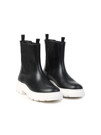 KARL LAGERFELD LOGO-PRINT LEATHER ANKLE BOOTS