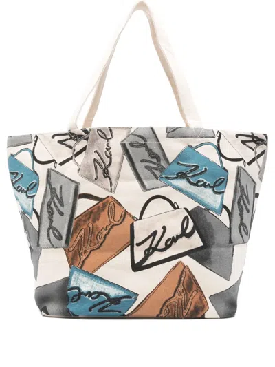 KARL LAGERFELD LOGO-PRINT TOTE BAG