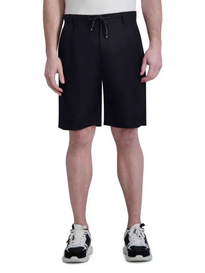 KARL LAGERFELD MEN'S RELAXED FIT LINEN BLEND SHORTS