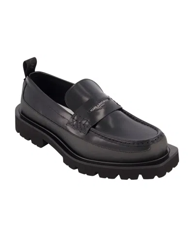 KARL LAGERFELD MEN'S WHITE LABEL COLLECTION FRONT LOGO PENNY LOAFERS