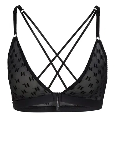 KARL LAGERFELD MONOGRAM-MESH TRIANGLE BRA