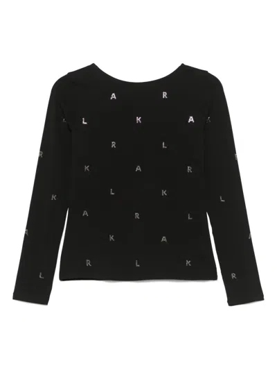 KARL LAGERFELD RHINESTONE-LOGO T-SHIRT