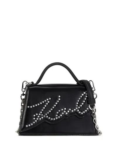 KARL LAGERFELD SMALL SIGNATURE STUDDED CROSS BODY BAG