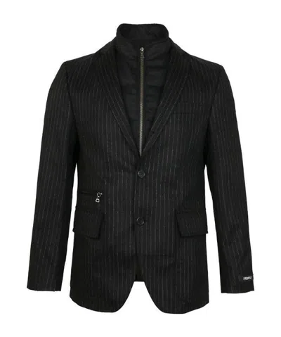 KARL LAGERFELD STRIPED SINGLE-BREASTED SUIT JACKET