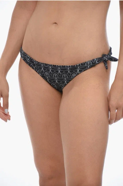 KARL LAGERFELD Two-Tone All-Over Logo Bikini Bottom