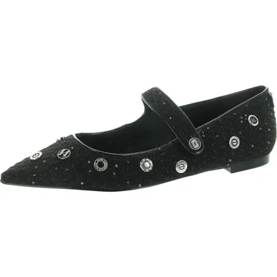 KARL LAGERFELD VICCI WOMENS EMBELLISHED WOVEN MARY JANES