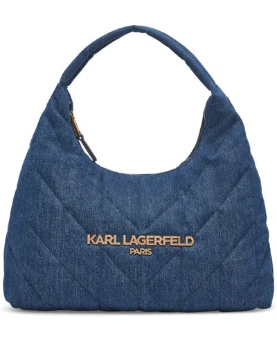 KARL LAGERFELD VOYAGE QUILTED DENIM HOBO BAG