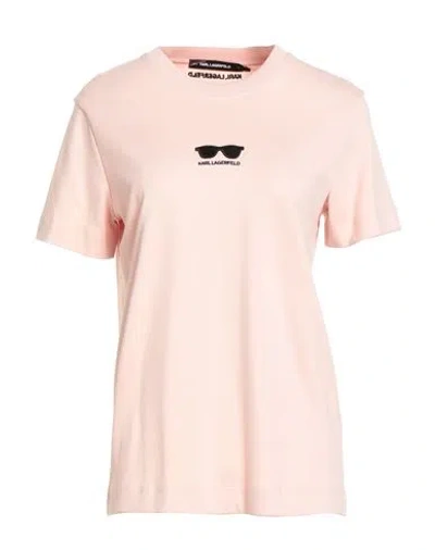 KARL LAGERFELD KARL LAGERFELD WOMAN T-SHIRT PINK SIZE L ORGANIC COTTON