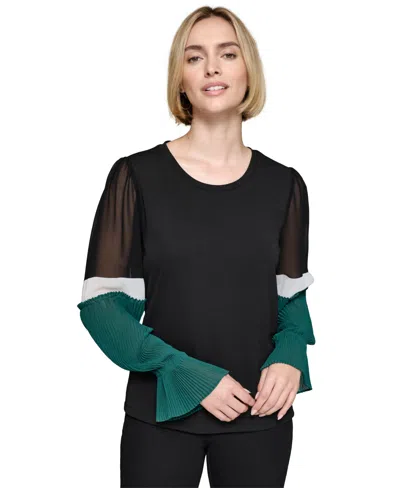 KARL LAGERFELD WOMEN'S COLORBLOCKED-SLEEVE TOP