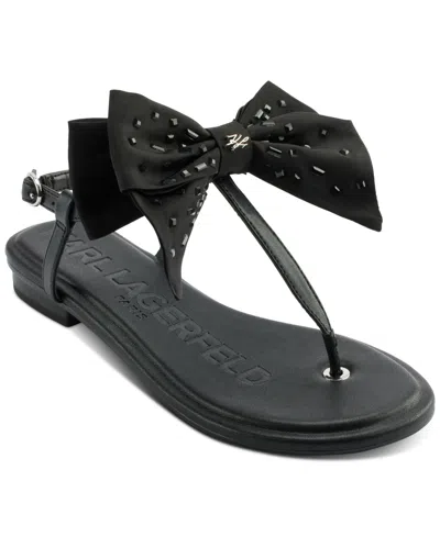 KARL LAGERFELD WOMEN'S CRISTI BOW FLAT SANDALS