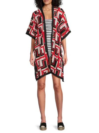 KARL LAGERFELD WOMEN'S DOUBLE-L COLORBLOCK GEOMETRIC COVER-UP