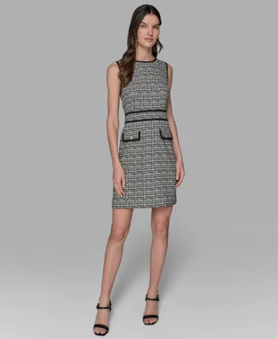 KARL LAGERFELD WOMEN'S TEXTURED JACQUARD A-LINE DRESS