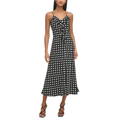 KARL LAGERFELD WOMENS POLKA DOT MINI FIT & FLARE DRESS