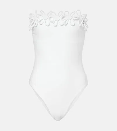KARLA COLLETTO HANA EMBROIDERED BANDEAU SWIMSUIT