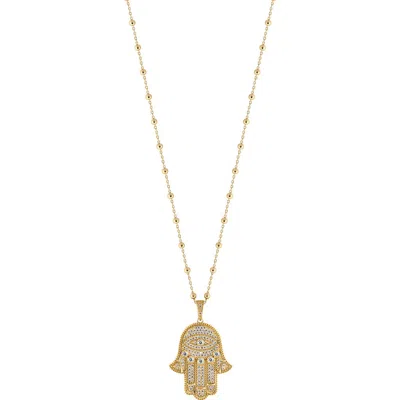 KARMA AND LUCK KARMA AND LUCK INSPIRED ACTION GOLD EVIL EYE & HAMSA HAND NECKLACE