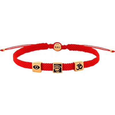 KARMA AND LUCK TRIPLE PROTECTION RED STRING ADJUSTABLE BRACELET SPIRITUAL BLISS