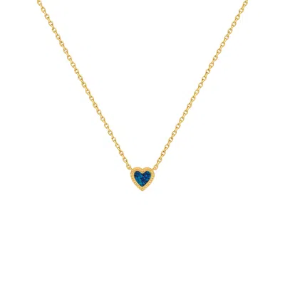 KARMA AND LUCK WOMEN'S BLUE / GOLD CONFIDENT SOUL BLUE OPAL HEART GOLD NECKLACE