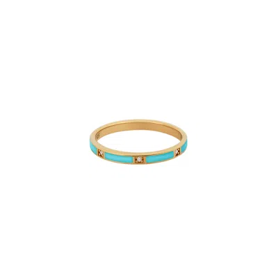 KARMA AND LUCK WOMEN'S BLUE / GOLD SOOTHING VIBRATIONS GOLD TURQUOISE RING