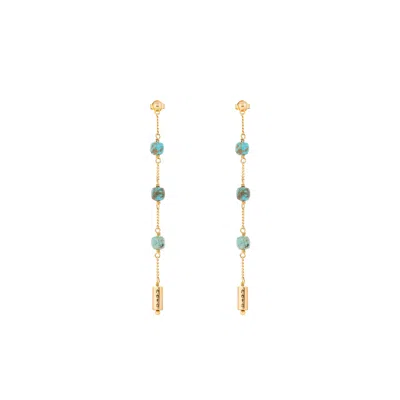 KARMA AND LUCK WOMEN'S GOLD / BLUE SERENE INTENTIONS - TURQUOISE MANTRA EARRINGS