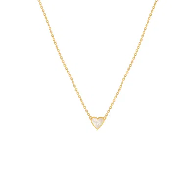 KARMA AND LUCK WOMEN'S GOLD / WHITE HEARTFELT ABUNDANCE MOTHER OF PEARL HEART GOLD NECKLACE