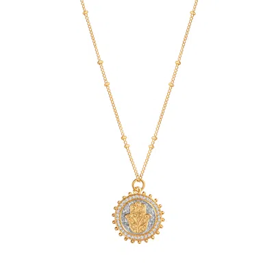 KARMA AND LUCK WOMEN'S PRECIOUS PROTECTION - GOLD PLATED HAMSA MEDALLION NECKLACE