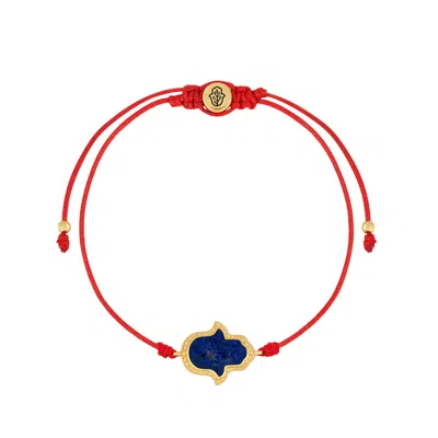 KARMA AND LUCK WOMEN'S BLUE / RED SOUL’S GRATITUDE HAMSA LAPIS LAZULI RED STRING BRACELET