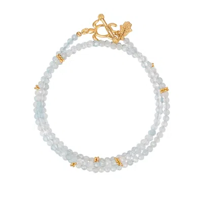 KARMA AND LUCK WOMEN'S NEUTRALS / WHITE / BLUE EMOTIONAL STRENGTH - AQUAMARINE UNITING CULTURES TURTLE WRAP