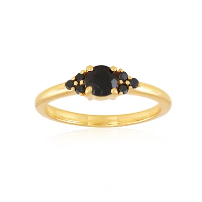 KARRAH JEWELLERY WOMEN'S GOLD / BLACK CLUSTER BLACK SPINEL RING GOLD VERMEIL
