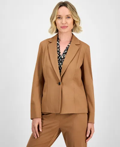 KASPER COMPRESSION ONE-BUTTON LONG-SLEEVE JACKET, REGULAR & PETITE