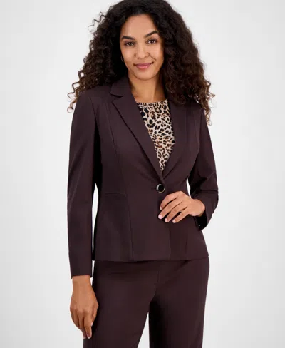 KASPER COMPRESSION ONE-BUTTON LONG-SLEEVE JACKET, REGULAR & PETITE