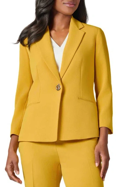 KASPER KASPER EYELET ONE-BUTTON BLAZER