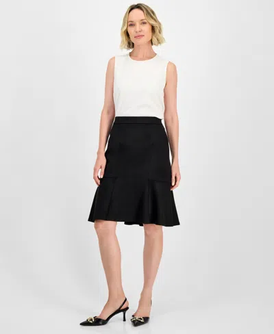 KASPER FAUX-SUEDE FLARED PULL-ON SKIRT, REGULAR & PETITES