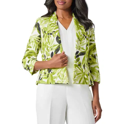 KASPER KASPER FLY AWAY LEAF PRINT LINEN BLEND JACKET