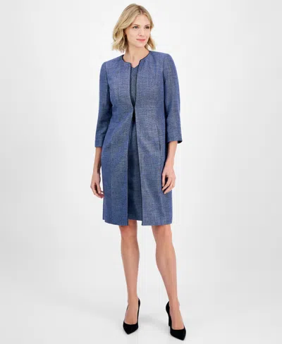 KASPER PIPING-TRIM TWEED TOPPER JACKET, PETITE & REGULAR SIZES