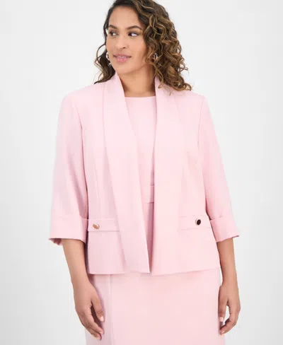 KASPER PLUS SIZE 3/4-SLEEVE OPEN-FRONT BLAZER
