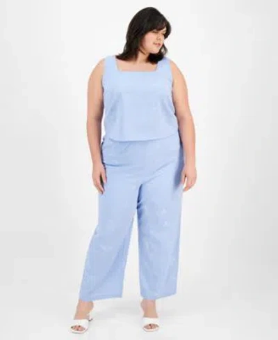 KASPER PLUS SIZE EMBROIDERED TOP PANTS