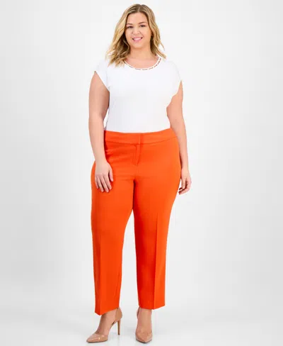 KASPER PLUS SIZE HIGH-RISE SLIM-LEG PANTS