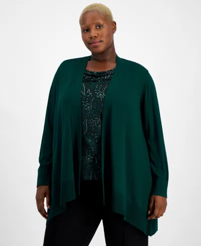 KASPER PLUS SIZE LONG-SLEEVE OPEN-FRONT CARDIGAN