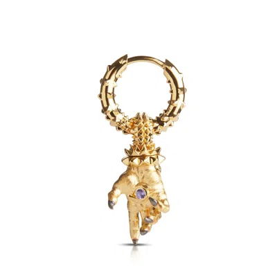 KASUN MEN'S HAND OF THE PROTECTOR EARRINGS - DECEMBER - TANZANITE - GOLD VERMEIL